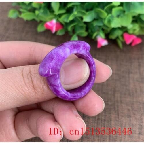Natural purple Jade Ring 20mm Fingerstall Jadeite Amulet Fashion Charm Jewelry Hand Carved Crafts Luck Gifts Women Men