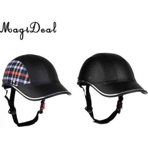 MagiDeal 2Pcs Adjustable Riding Hat Headwear Motorcycle Bicycle Helmet Anti-UV Baseball Cap with Adjustable Chin Strap for Bike