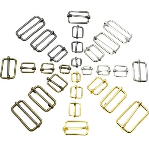 500pcs/pack Metal Slides Tri-Glides Wire-Formed Roller Pin Buckles Strap Slider Adjuster Buckles