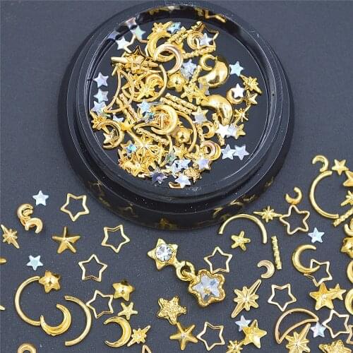 Mixed style 3D Mini Stainless Steel Beads Nail Art Gold sliver micro Caviar pearl DIY Nail Beads Decorations rhinestones studs