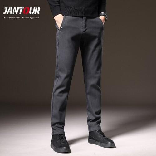 Jantour Brand Men Regular Suit Pants Formal Business Cotton Straight Style Male Smart Long Trousers Sets Pantalon Homme 36 38