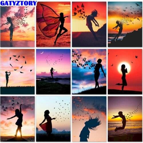 GATYZTORY Frame Jane Shadow Painting DIY Painting By Numbers Kit Landscape Acrylic Paint On Canvas For Home Decor Modern Gift