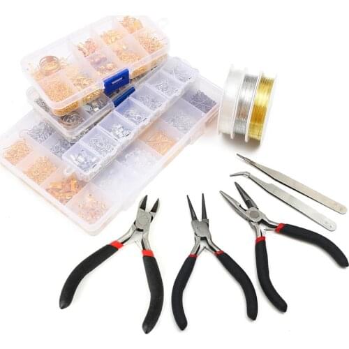 Jewelry Findings Tool Set open jump ring/Lobster clasp/Tail chain/Clip buckle/Drop Kit/Earring hooks/ for DIY Jewelry Making