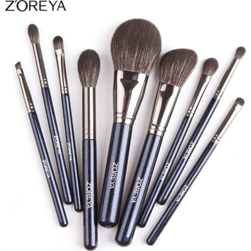 ZOREYA Makeup Brushes 9pcs Make Up Brush Set With Standing Bag Powder Blush Highlighter Blending Eye Shadow Brushes