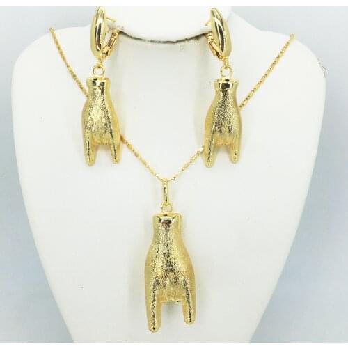 Wholesale fashion earrings/pendants/necklace 24K gold jewelry set for ladies birthday travel gift brides accessories