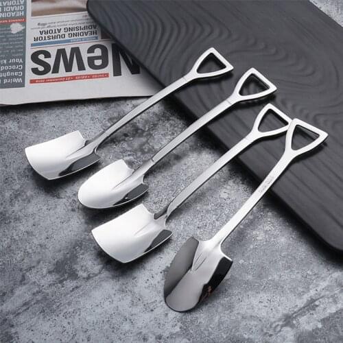 New Spoon Stainless steel Coffee Spoon Shovel Kids Ice Cream Spoon Birthday Merry Christmas Gift New Year Gift Party Tableware