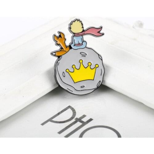 Metal Enamel Le Petit The Little-Princee Brooch Planet Fox Rose Fairy Tale Badge Lapel Pin Cartoon Pins For Women Men Kids