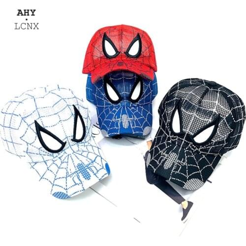 Disney 2021new Cartoons Mesh kids hats cap children baseball Cap for boy Pure cotton breathable spiderman child cap 4-8 years