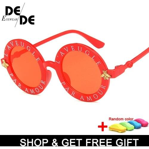 New Steampunk Metal Bee Kids Sunglasses Boys Girls Luxury Vintage Children Sunglasses Round Sun Glasses 130