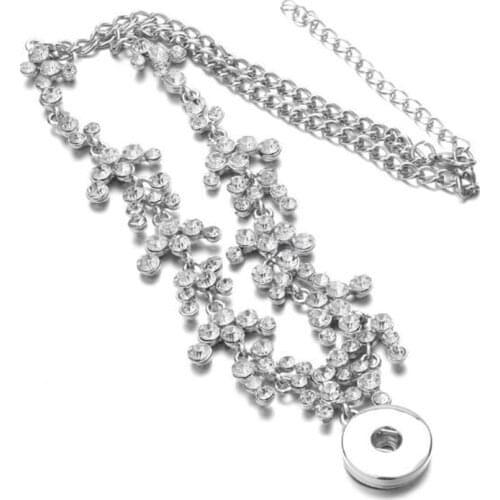 New Rhinestone Snap Button Necklace Full Crystal 18mm Snap Pendant Necklaces for Women Girls Bohemia Jewelry