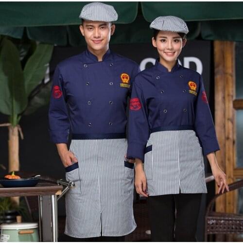 Chef Clothing Long - Sleeved Autumn and Winter Hotel Restaurant Kitchen Uniforms Men and Women Food Service Cook Clothes