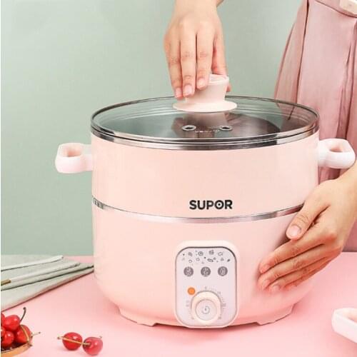 Pink electric steamer household multi-functional steamer automatic multi-layer plug-in electric cooker can be fried or stewed
