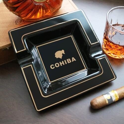COHIBA Cigar Ashtray Classic Ceramic Home Cigar Holder Gadgets Portable Travel Ash Slot Tobacco Cigarette Ashtrays Smoking Tools