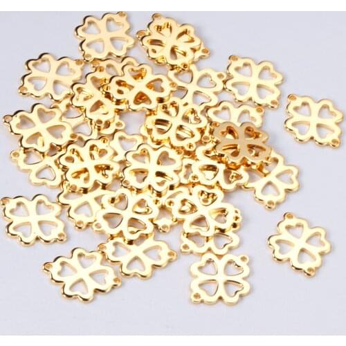 ASON 100pcs/Lot Stainless Steel Charms Gold Silver Color Flower Shape Pendants For Necklaces DIY Jewelry Wholesale Accessories