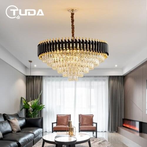 Post Modern Crystal Pendant Light Staircase Chandelier Luxury Pendant Lamp For Living Room Elegant Restaurant Bedroom Light