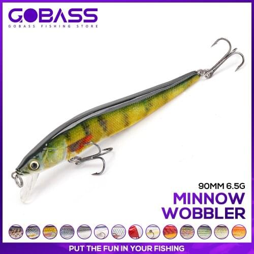 GOBASS 90mm 6.5g Crankbaits Perch Wobbler For Trolling Minnow Fishing Lures 2020 Artificial Bait Lure For Fishing Accessories