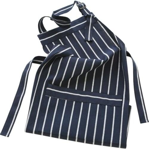 Simple Striped Cotton Household Apron For Kitchen Accessories Cooking Cleaning Baking Restaurant Work Clothes For Men And Women