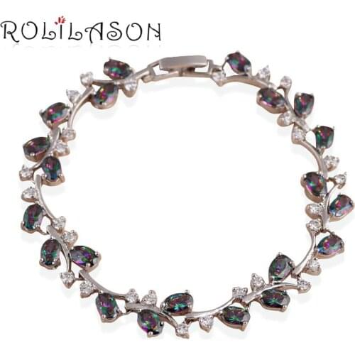 ROLILASON Top Sell Cubic Zircon New Style Silver Charm Bracelets Widding Anniversary Fashion jewelry TB917