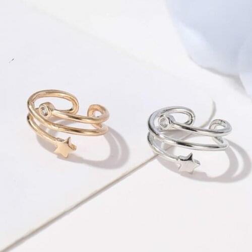 Korean Ear Clip Earrings Crystal Star Clip Earrings For Women Without Hole Jewelry Fake Earring Single Ear Clip Earings A46