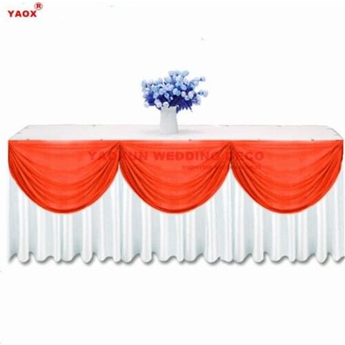 Wholesale Price Wave Drapes Ice Silk Table Skirt Tablecloth Skirting With Top Swag Drape For Wedding Event Party Decoration