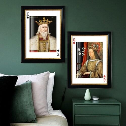 Vintage Poker Card King & Queen Figure Canvas Painting Wall Art Posters Prints Gallery Pictures Living Room Interior Home Decor