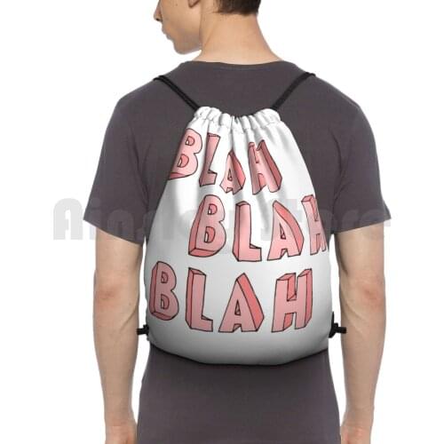 Blah , Blah , Blah Backpack Drawstring Bag Riding Climbing Gym Bag Letters Names Phrases Verses Number Red Green Yellow Pink
