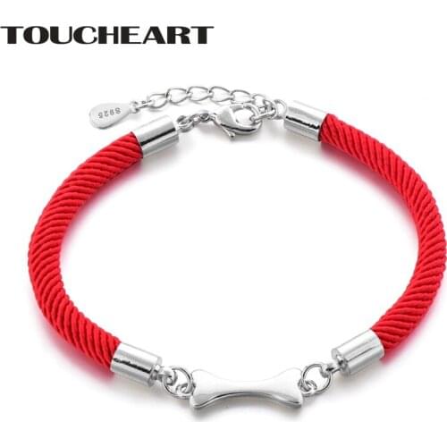 TOUCHEART Luxury Silver S925 Dogs Bone Bracelets&Bangles For Women Designs Bracelet Charms Red Rope Jewelry Bracelet SBR190148