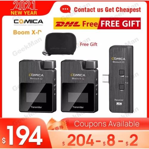 Instock COMICA BoomX-D D1 D2 UC1 UC2 2.4G Wireless Microphone For Smartphones Transmitter Receiver Mic BoomX D vs RODE GO Mic