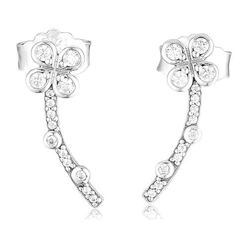 Spring Garden Draped Four-Petal Flowers Earring Studs Sterling Silver Jewelry Earrings For Woman Party Jewelry Making