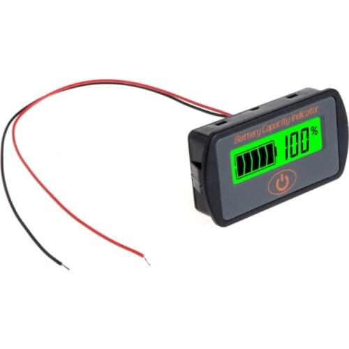 12V/24V Adjustable LCD Car Lead-Acid Lithium Battery Voltmeter Voltage Tester Touch-Type Voltage Battery Capacity Indicator