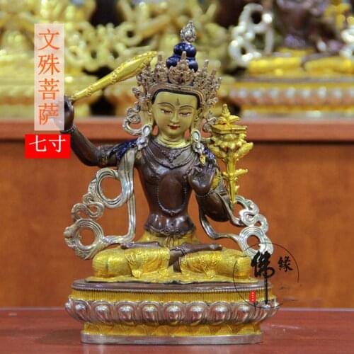 High grade Tibet temple buddha statue family good luck safety healthy Protection Buddhism Bodhisattva Manjusri Buddha statue