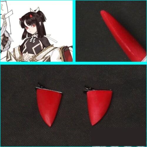 1 Pair Game Yin and Yang Division Hand Tour Cosplay Girl Red Horns Head Clip Headwear Hairwear Cosplay Props