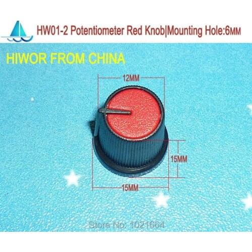 100pcs/lot HW01-2 High quality Plastic Red Potentiometer Knob (For Single and double potentiometer)