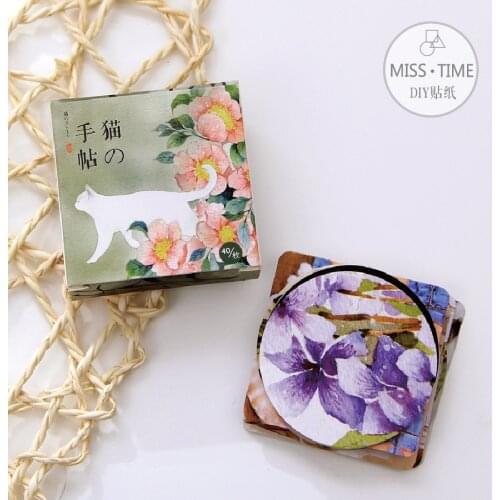 40 pcs/pack Vintage miss time stickers Blooming flower 38*38mm square decorative tape sealer Stationery school supplies