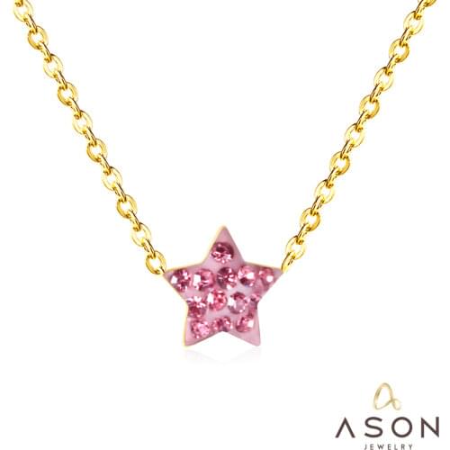 ASONSTEEL Star Pendants Clay Jewelry Women Statement Long Necklace Pendant Gold 316LStainless Steel Chain Necklaces Pendants Set