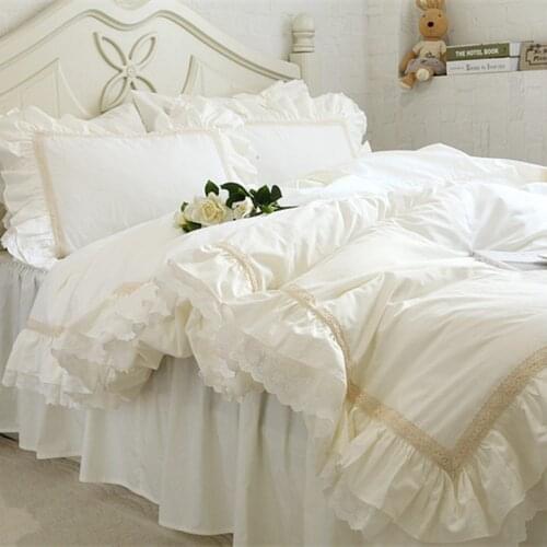 Beige Lace Ruffled Duvet Cover Wedding Decoration Duvet Cover Duvet Cover Duvet Cover 2 Pillowcase 1 Piece