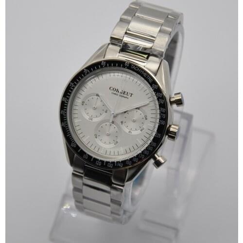 CORGEUT sport Mens Watch 40mm LBlack Dial With Date Automatic Movement Wristwatch Speed Racing Classic Watch Solid Stainless