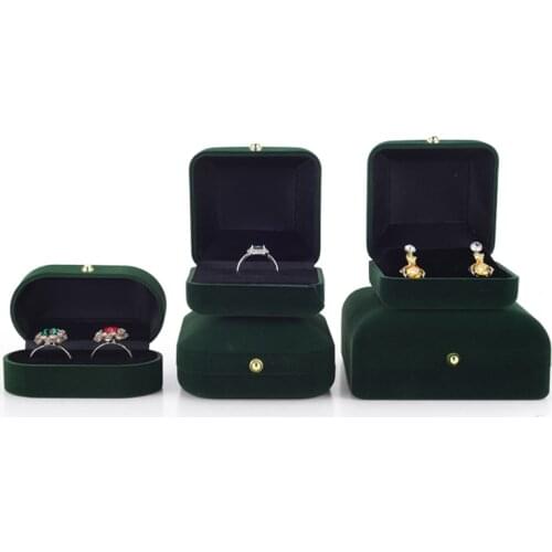 Green Velvet Wedding Bride Jewelry Necklace Pendant Box Gift Earrings Trinket Display Storage Organizer Case Packing Wholesale