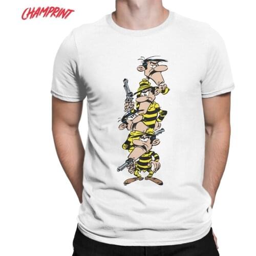 Mens T-Shirt Lucky Luke Dalton Brothers Leisure Pure Cotton Tees Short Sleeve T Shirt Crewneck Clothes Birthday Present