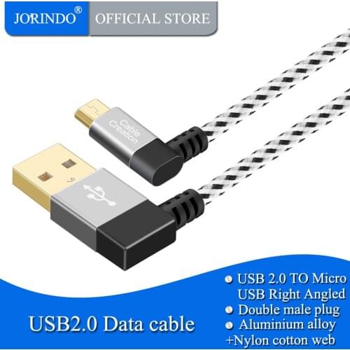 JORINDO 90 Degree USB 2.0 A to Micro USB B Cable, Double Angle-Dual Angled Short Micro USB Cable with Aluminium Case,Space Gray