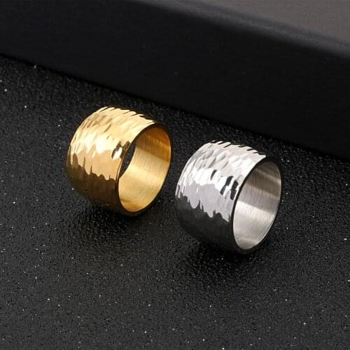 Hiphop Shiny Wave Men Women Stainless Steel Wide Big Band Gothic Style Rings Male Fashion Lover Jewelry Gift