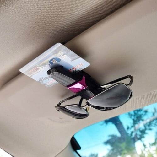 Creative Glasses Holders for Car Sun Visor Rotatable Car Eyeglasses Ticket Card Carbon Fiber Clip Car Glasses Clip K0AF