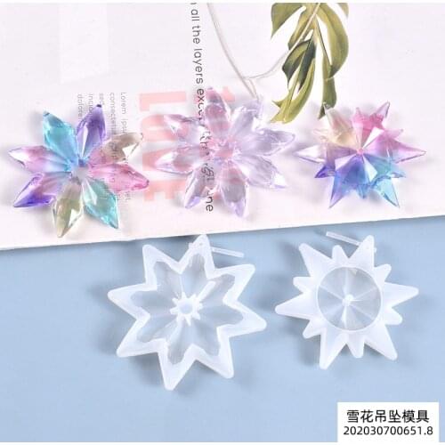 Crystal High Mirror Snow Flower Christmas Pendant Jewelry Silicone Mold DIY Resin Casting Mold Handmade Resin Craft Molds