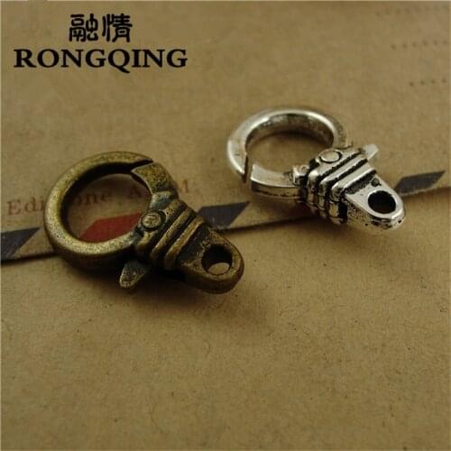 RONGQING 40pcs/lot circular Decorative Pattern Jewelry Findings 12*19MM Lobster Clasps Hooks For Necklace Bracelet DIY