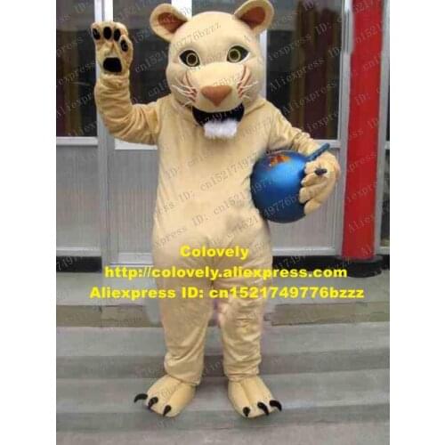 Cool Brown Leopard Cougar Mascot Costume Pardus Panther Pard Jaquar Panthera With Big Mouth White Beard Adult No.711 Free Ship