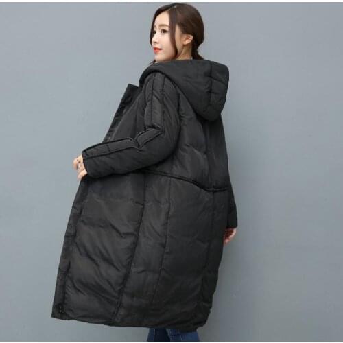 2020 winter new fashion brand hooded stitching warm 90% duck down jacket female longer thick down feather filler coat wj1166