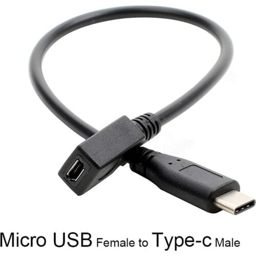 Micro USB Female To USB-C 3.1 Type-c Male Converter Cable Adapter OTG Connector Cable 27cm