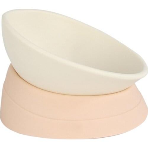 Cat Dog Bowl 15 Degrees Tilted High Quality Resin Cat Bowl Safeguard Neck Puppy Cats Feeder Non-Slip Crashworthiness Pet Bowls