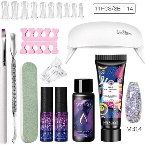 MSRUIOO Nail Extension Gel Set Nail Gel Kit 15ml Crystal Builder Colors Gel with Lamp Gel Nail Polish For Nail Extensions Set