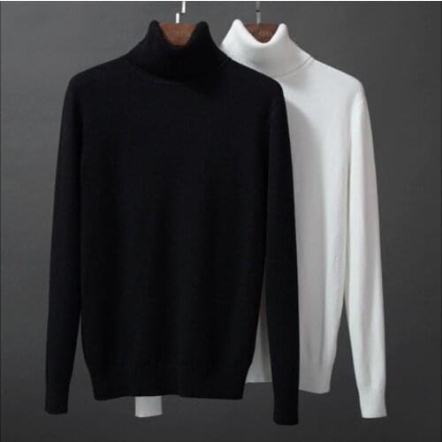 M-3xl Autumn And Winter New High Neck Thick Warm Mens Turtleneck Sweater Pullover Sweater Knitwear Trend Solid Solor Sweaters